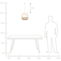 Wyld and Coco Casaluxe Double Shade Pendant Lamp - Natural Beige Rattan, Fabric Liner, Adjustable Cord, 40Cm Diameter, 172Cm Drop - thumbnail 7