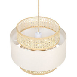 Wyld and Coco Casaluxe Double Shade Pendant Lamp - Natural Beige Rattan, Fabric Liner, Adjustable Cord, 40Cm Diameter, 172Cm Drop - thumbnail 4