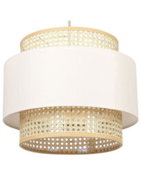 Wyld and Coco Casaluxe Double Shade Pendant Lamp - Natural Beige Rattan, Fabric Liner, Adjustable Cord, 40Cm Diameter, 172Cm Drop - thumbnail 1