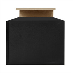 Abrihome Modern Tv Unit Stylish Cabinet With Glass Shelves & Integrated Led Lighting, Practical Storage, Black & Wood & Natural - thumbnail 6
