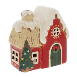 Village Pottery Christmas Round Window House Tea Light Holder - thumbnail 2