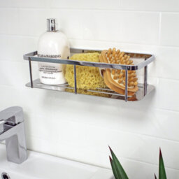 Showerdrape Contempo Wall Mounted Stainless Steel Chrome Bottle Basket - thumbnail 2