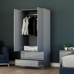 Lassic Vida Designs Glinton 2 Door 2 Drawer Wardrobe (100% Fsc), Grey - thumbnail 4