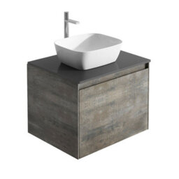 Plum&clay Rigel Metallic Wall Hung Bathroom Vanity Unit With Black Worktop (W)500mm (H)450mm