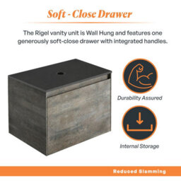 Plum&clay Rigel Metallic Brown Wall Hung Bathroom Vanity Unit With Black Worktop (W)500mm (H)450mm - thumbnail 4