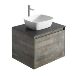 Plum&clay Rigel Metallic Brown Wall Hung Bathroom Vanity Unit With Black Worktop (W)500mm (H)450mm - thumbnail 3