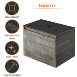 Plum&clay Rigel Metallic Brown Wall Hung Bathroom Vanity Unit With Black Worktop (W)500mm (H)450mm - thumbnail 6