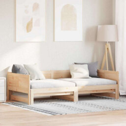 Walplus Pull-Out Day Bed Brown 180 X 200 Cm Solid Pine Wood - thumbnail 1
