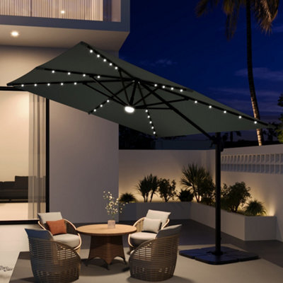 Thehotsale 3M Square Cantilever Parasol With Solar Light And Parasol Base - image 1