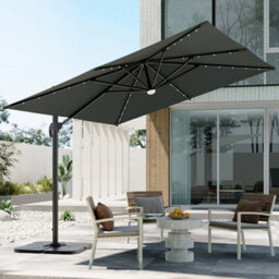 Thehotsale 3M Square Cantilever Parasol With Solar Light And Parasol Base - thumbnail 2