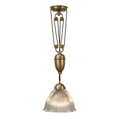 D'arblay Brass French Rise And Fall Large Scalloped Dome Dining Room Pendant Light - Se Home