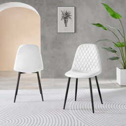 Furniturebox Novara Clear Tempered Glass 100Cm Round Dining Table With Black Starburst Legs & 4 White Corona Faux Leather Chairs - thumbnail 6