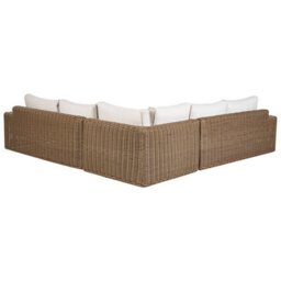 Beliani Garden Corner Sofa With Ottoman 6 Seater Palermo Modular Pe Rattan Brown - thumbnail 7