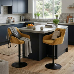 Aspect Furniture Set Of 2 Charlie Adjustable Height Barstool W Padded Seat,black/mustard - thumbnail 1