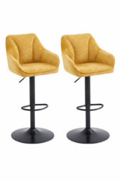 Aspect Furniture Set Of 2 Charlie Adjustable Height Barstool W Padded Seat,black/mustard - thumbnail 9