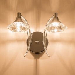 Harper Living Double Wall Light And Sconce, Polished Chrome Finish, Clear Glass Shades, G9 Bulb Cap - thumbnail 2