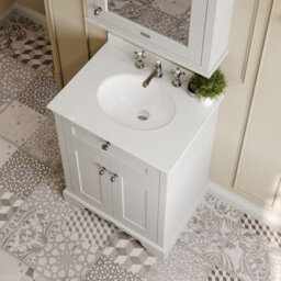 Hudson Reed Floor Standing 2 Door Traditional Vanity Unit With 3 Tap Hole White Marble Top & Basin, Timeless Sand, 620 X 470 mm - thumbnail 3