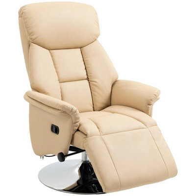 Manual Recliner Chair With Footrest, Adjustable Swivel Recliner, Beige - image 1