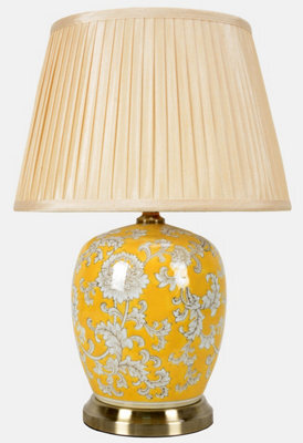 Downton Interiors Yellow Floral Oriental Chinese Ceramic Porcelain Table Lamp - image 1