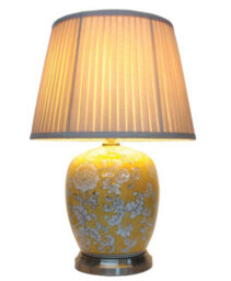 Downton Interiors Yellow Floral Oriental Chinese Ceramic Porcelain Table Lamp - thumbnail 2