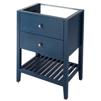 GoodHome Perma Satin Blue Freestanding Bathroom Vanity Unit (H) 806mm (W) 600mm - image 1