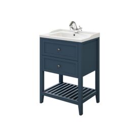 GoodHome Perma Satin Blue Freestanding Bathroom Vanity Unit (H) 806mm (W) 600mm - thumbnail 4