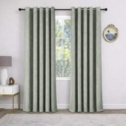 Oxford Homeware Eyelet Sage Green Linen Effect Curtains Fully Lined 100% Blackout Thermal Insulated Curtain Pair (W)168Cmx(L)228Cm