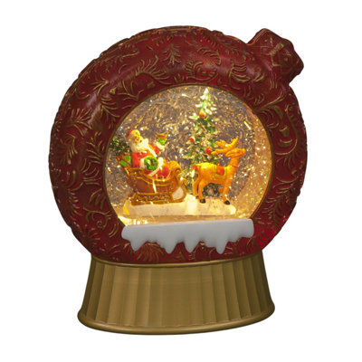 Snowtime Bauble Christmas Decoration Led Light Up Water Filled Glitter Ornament 20Cm - image 1