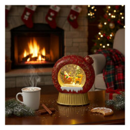 Snowtime Bauble Christmas Decoration Led Light Up Water Filled Glitter Ornament 20Cm - thumbnail 2
