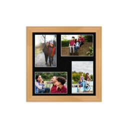 AK Frames 12X12 Country Pine Classic Multi Photo Frame With Black Mount - Holds 4 Apertures (4X) 6X4 Photos