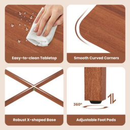 Costway Extendable Dining Table Drop Leaf Kitchen Table Foldable Table W/ X-Shaped Frame-Walnut - thumbnail 8