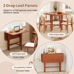 Costway Extendable Dining Table Drop Leaf Kitchen Table Foldable Table W/ X-Shaped Frame-Walnut - thumbnail 9