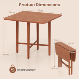 Costway Extendable Dining Table Drop Leaf Kitchen Table Foldable Table W/ X-Shaped Frame-Walnut - thumbnail 2