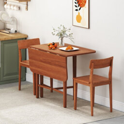 Costway Extendable Dining Table Drop Leaf Kitchen Table Foldable Table W/ X-Shaped Frame-Walnut - thumbnail 3