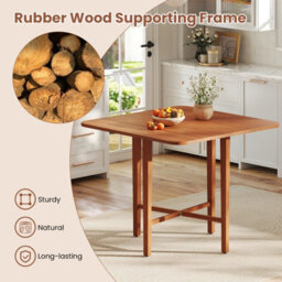 Costway Extendable Dining Table Drop Leaf Kitchen Table Foldable Table W/ X-Shaped Frame-Walnut - thumbnail 7