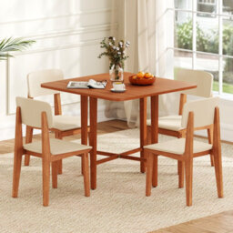 Costway Extendable Dining Table Drop Leaf Kitchen Table Foldable Table W/ X-Shaped Frame-Walnut - thumbnail 4