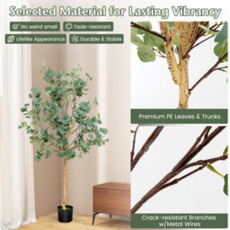 Costway 165Cm Artificial Eucalyptus Tree Fake Decorative Houseplant With Plastic Pot - thumbnail 6