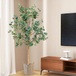 Costway 165Cm Artificial Eucalyptus Tree Fake Decorative Houseplant With Plastic Pot - thumbnail 4