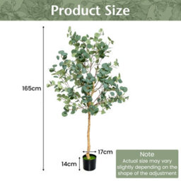 Costway 165Cm Artificial Eucalyptus Tree Fake Decorative Houseplant With Plastic Pot - thumbnail 2