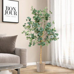 Costway 165Cm Artificial Eucalyptus Tree Fake Decorative Houseplant With Plastic Pot - thumbnail 3
