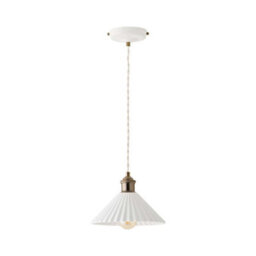 Valuelights Burford White Ceramic Ribbed Ceiling Pendant Light And Bulb - thumbnail 6