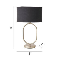 Valuelights Antonia Black With Chrome Inner Drum Shade Brushed Chrome Oval Table Lamp - thumbnail 8