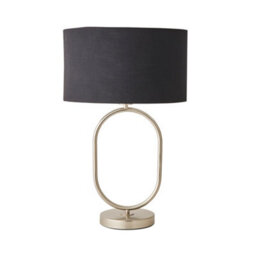 Valuelights Antonia Black With Chrome Inner Drum Shade Brushed Chrome Oval Table Lamp - thumbnail 7