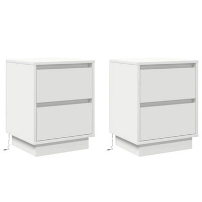 Berkfield Modern Bedside Cabinets With Led Lights 2 Pcs White 39X34.5X50 Cm - image 1