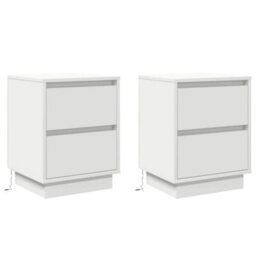 Berkfield Modern Bedside Cabinets With Led Lights 2 Pcs White 39X34.5X50 Cm - thumbnail 1