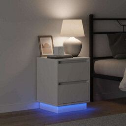 Berkfield Modern Bedside Cabinets With Led Lights 2 Pcs White 39X34.5X50 Cm - thumbnail 5