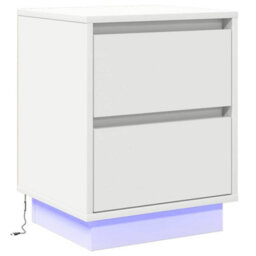 Berkfield Modern Bedside Cabinets With Led Lights 2 Pcs White 39X34.5X50 Cm - thumbnail 6