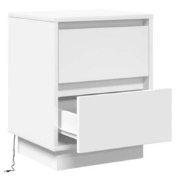 Berkfield Modern Bedside Cabinets With Led Lights 2 Pcs White 39X34.5X50 Cm - thumbnail 7