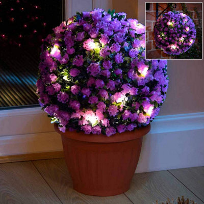 Purple 28Cm Topiary Garden Ball With 20 Solar Led Lights, Dual Static & Flashing Functionality - image 1