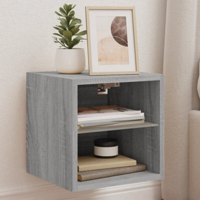 Walplus Tv Wall Cabinet With Led Lights Grey Sonoma 30X28.5X30 Cm - image 1